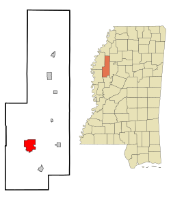 Sunflower County Mississippi Incorporated and Unincorporated areas Indianola Highlighted
